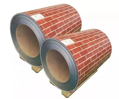 0.4mm TCT Red Printed Brick grain ppgi 6005 Crease color coated steel coil prefabricated housing material